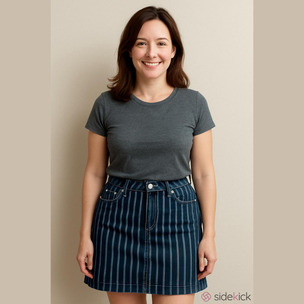 Baccini Dark Blue Vertical-Striped Pencil Skirt